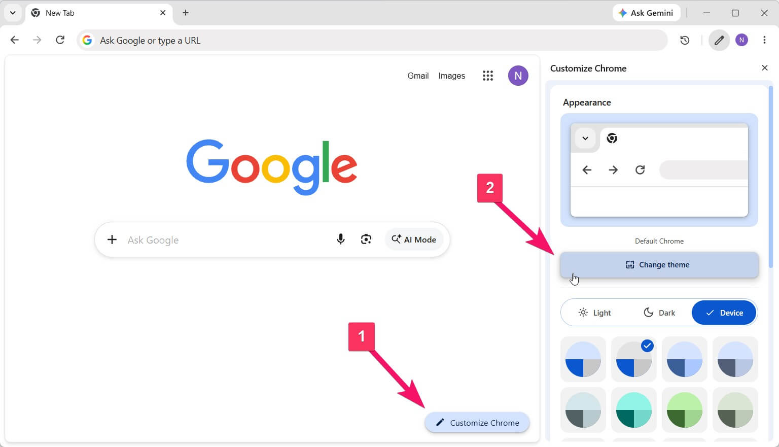 Customize Chrome button in Google Chrome