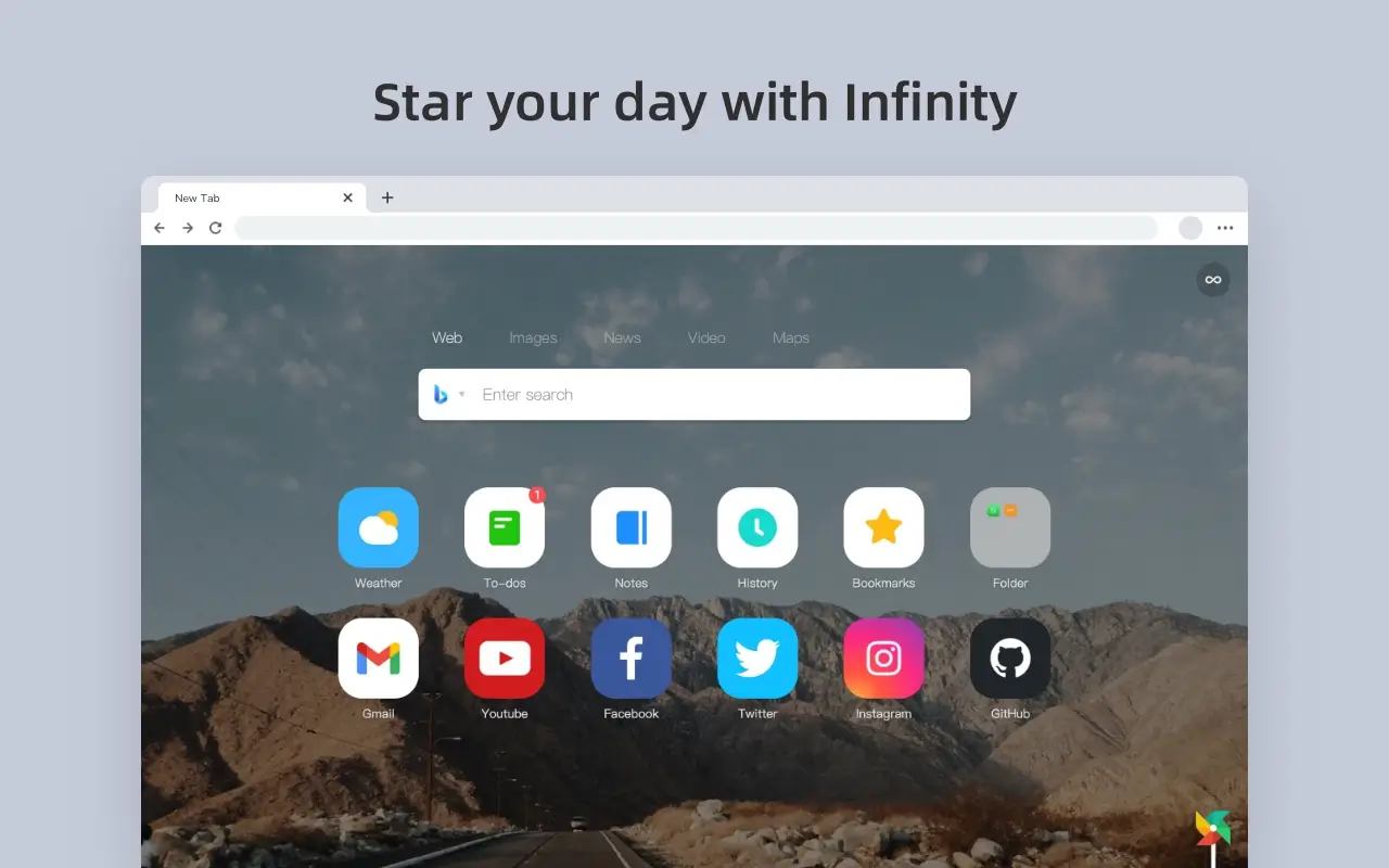 Infinity New Tab extension screenshot