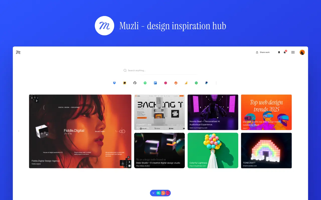 Muzli design inspiration extension screenshot